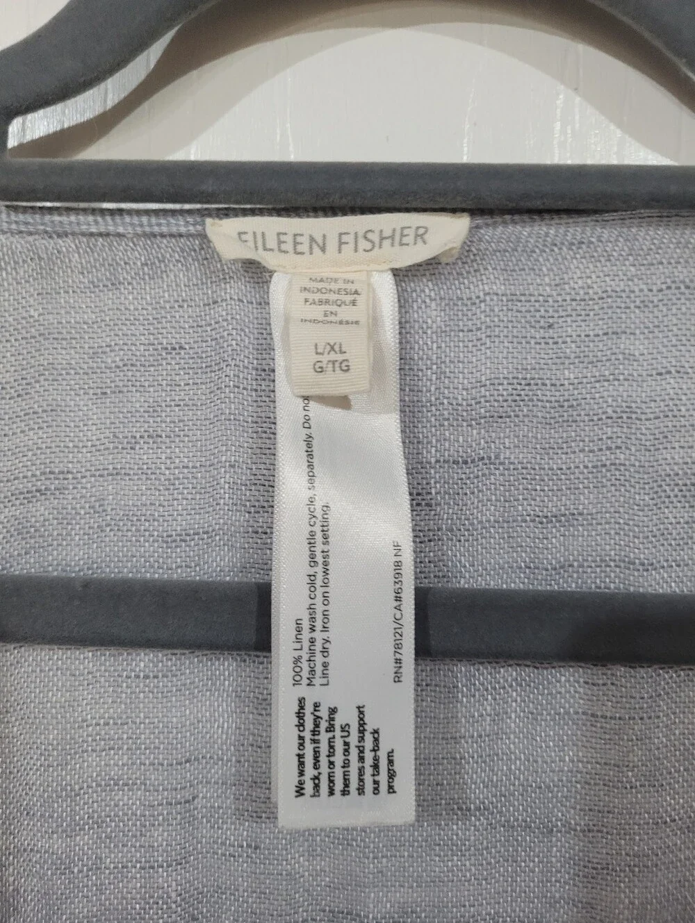 Eileen Fisher Light Gray Organic Linen Gauze V-Neck Linen Tunic Caftan Size XL - Picture 2 of 8